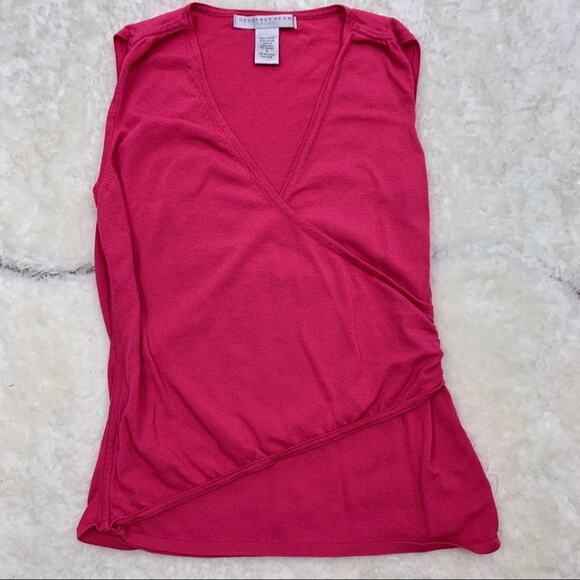 Geoffrey Beene Sport Hot Pink Sleeveless Crossover Wrap Top Small - Picture 1 of 7